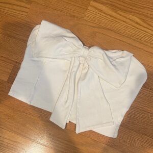 White Bow Strapless Top
